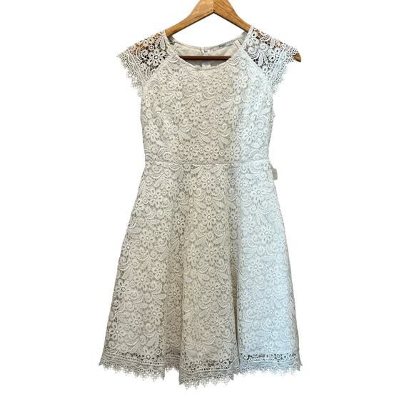 Acemi Dresses & Skirts - Ivory Full Lace Crochet Midi Dress Lined Sz S Wedding Formal Party Cottage NEW